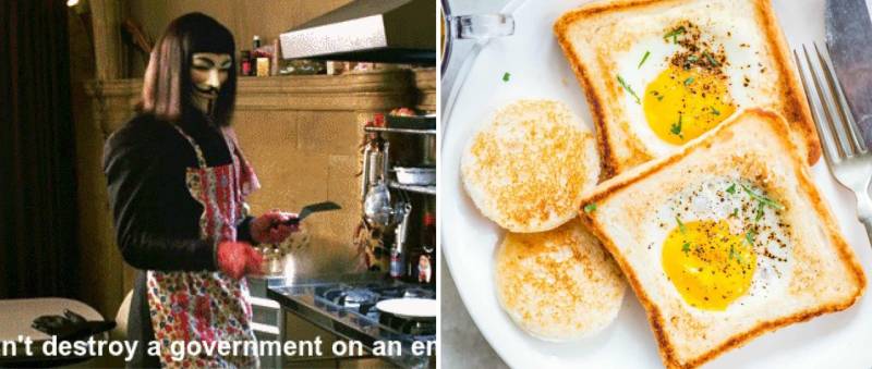 Egg-In-The-Basket for Breakfast, Inspired by the film V is For Vendetta