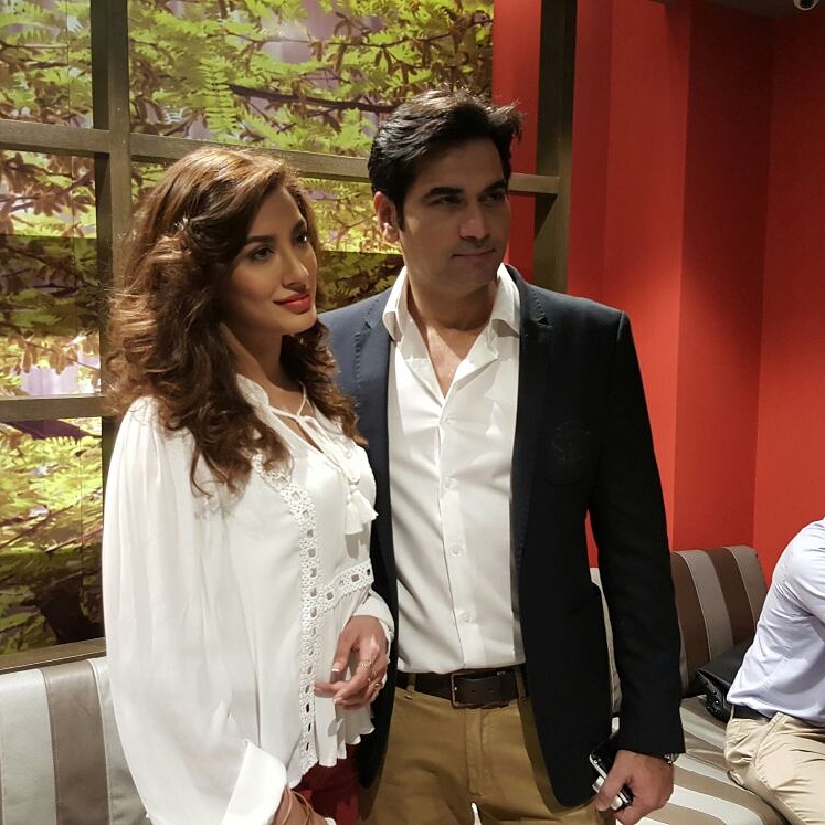 Humayun Saeed and Mehwish Hayat at the Dillagi Press Meet Up