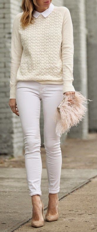point 5 white and cream outfit