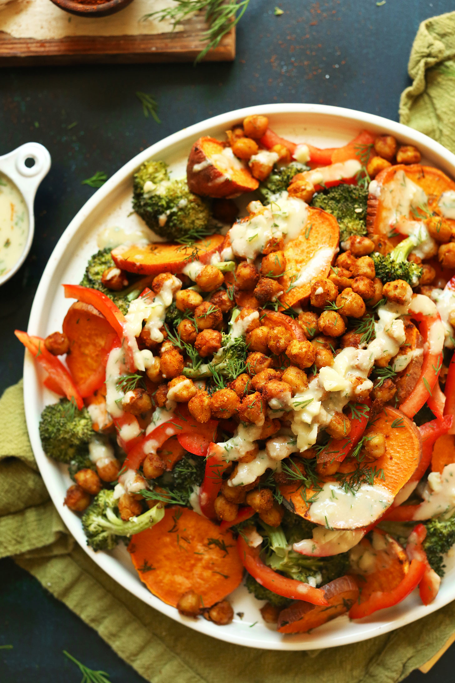 HEALTHY-30-minute-Broccoli-Sweet-Potato-Chickpea-Salad-with-a-simple-Garlicl-Dill-Sauce-vegan-glutenfree-dinner-healthy-recipe